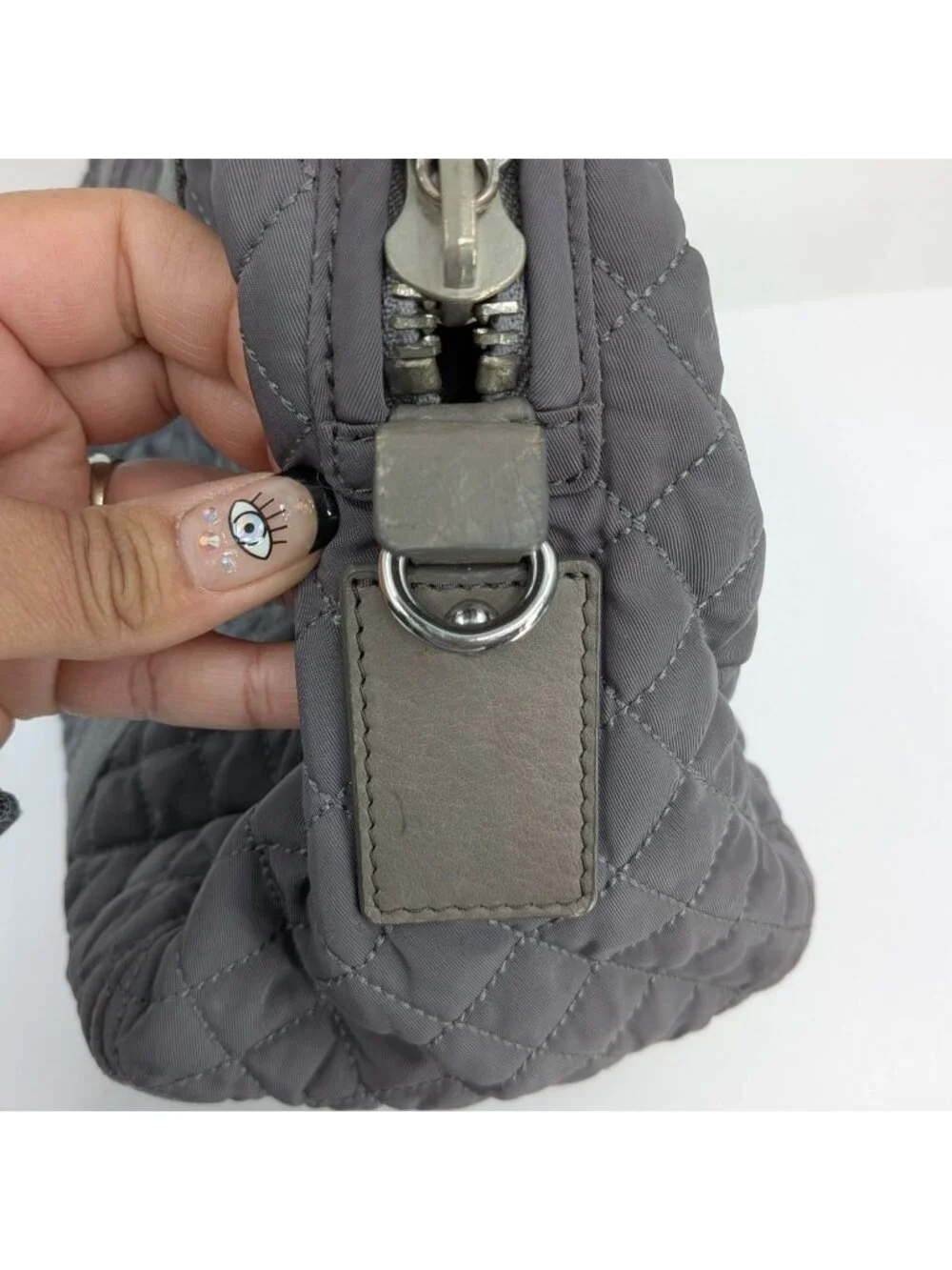 Vtg Y2K Juicy Couture Nylon Quilted Puffer Satchel Handbag With‎ Logo Gem Charm